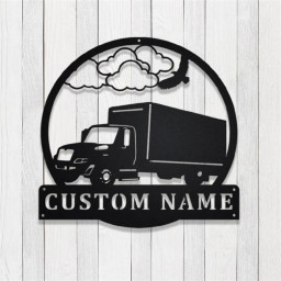 Personalized Box Truck Metal Sign,Transport Truck Metal Wall Art,Custom Trucker Name Sign,Truck Driver Gift