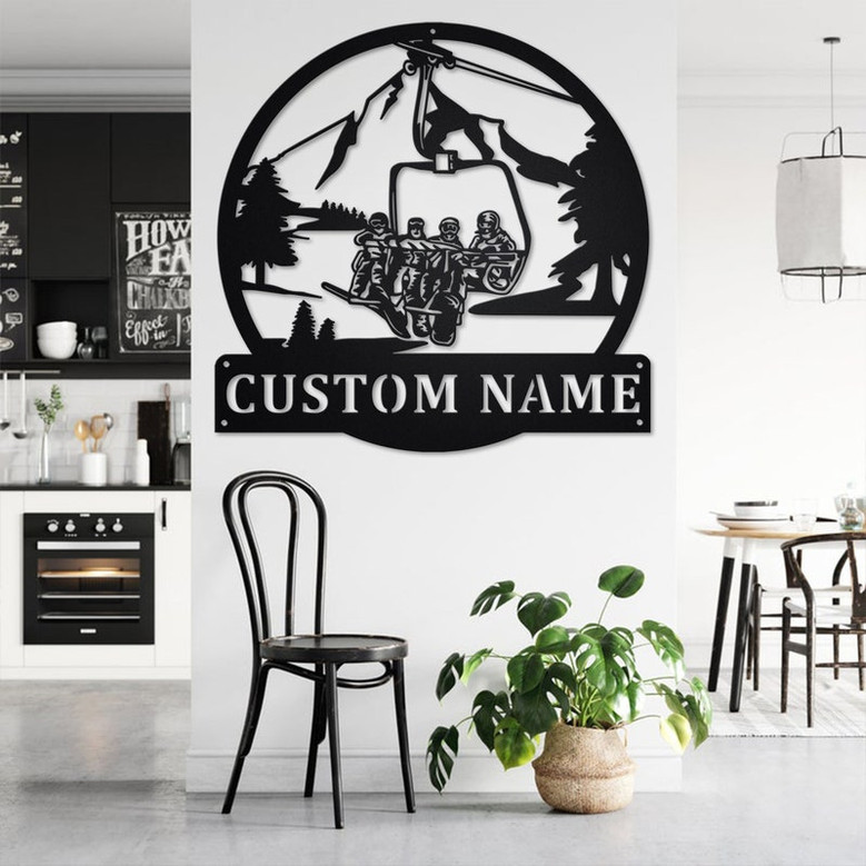 Custom Ski Lift Metal Wall Art, Personalized Ski Lift Name Sign Decoration For Room, Ski Lift Home Decor, Custom Ski Lift, Ski Lift Lover