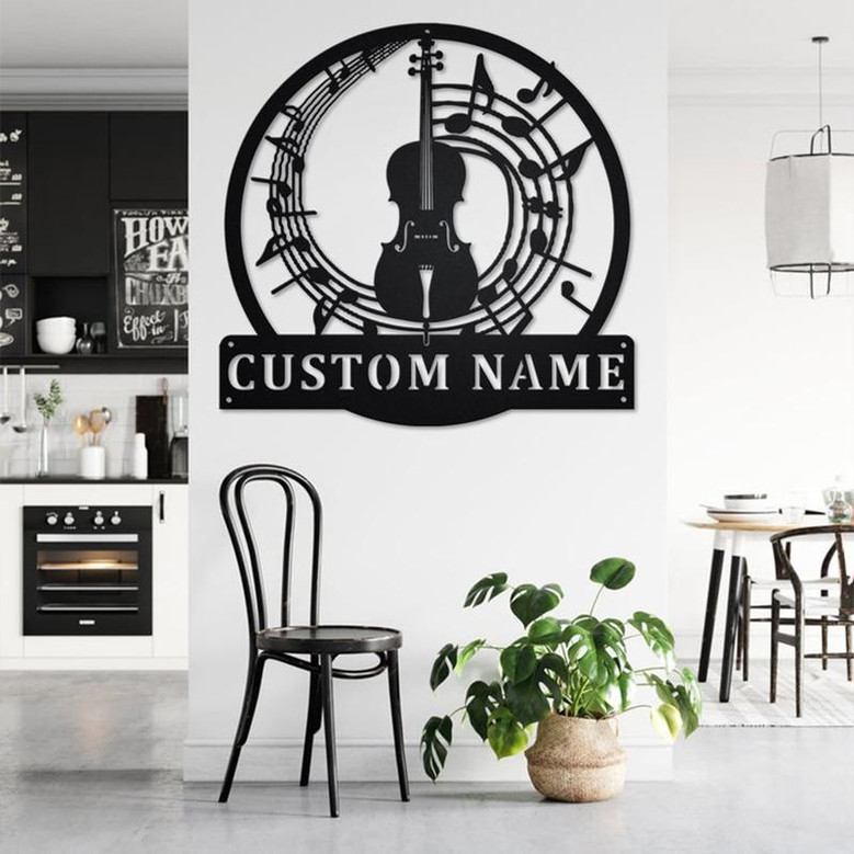 Custom Cello Musical instrument Metal Wall Art, Personalized Cello Teacher Name Sign Decoration For Room, Cello Home Decor, Custom Cello