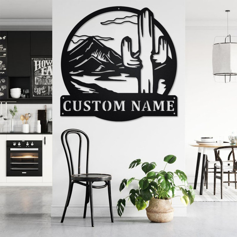 Custom Cactus Moutain Metal Wall Art, Personalized Cactus Name Sign Decoration For Room, Cactus Home Decor, Custom Cactus Moutain, Cactus