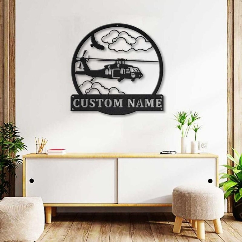 Personalized Helicopter Machine Monogram Metal Sign Art , Custom Helicopter Metal Sign, Helicopter Lover Sign Decoration For Living Room