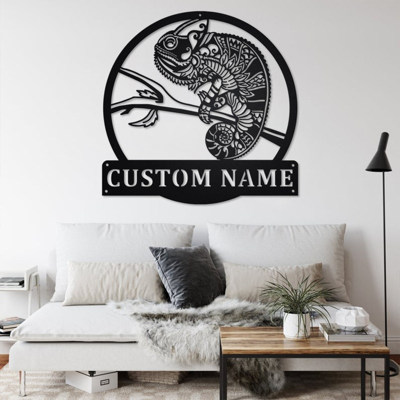 Custom Chameleon Metal Wall Art, Personalized Chameleon Name Sign Decoration For Room, Chameleon Metal Home Decor, Custom Chameleon