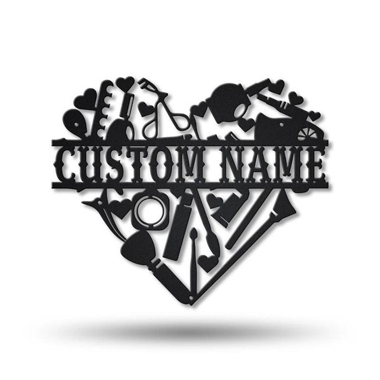 Personalized Makeup Room Monogram Metal Sign Art | Custom Makeup Room Monogram Metal Sign