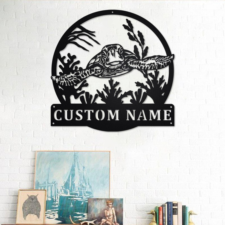 Personalized Sea Turtle Metal Sign | Sea Turtle Metal Wall Art | Sea Turtle Metal Wall Decor | Sea Turtle Lover Gift | Sea Turtle Lover