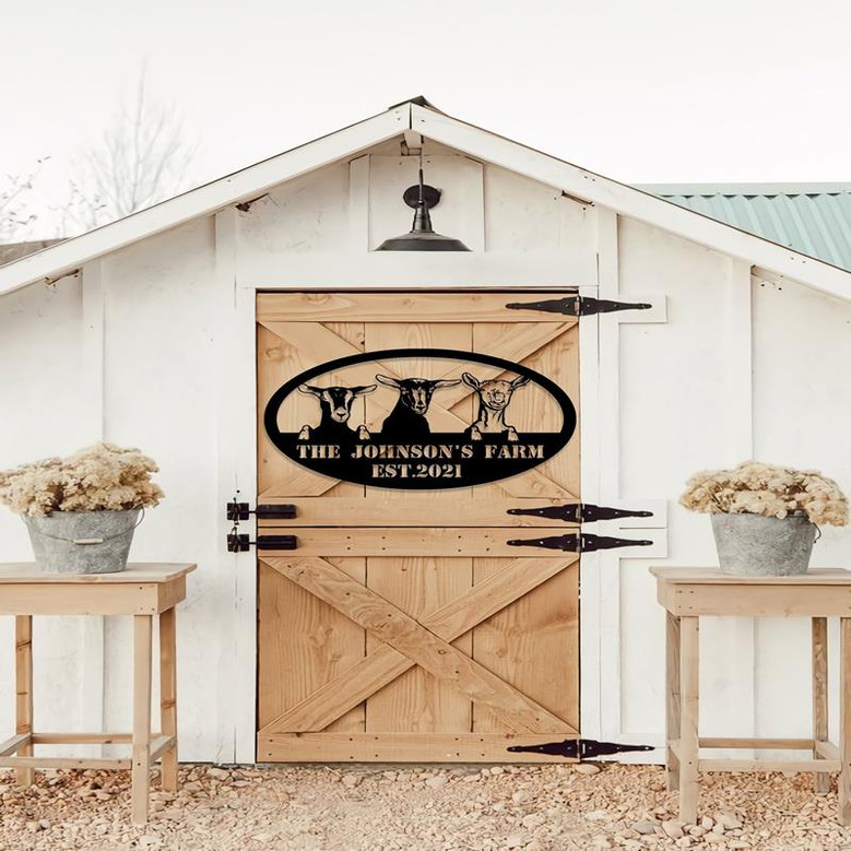 Goat Farm Metal Sign Metal Farm Sign Farmhouse Decor Family Name Custom Sign Metal Garden Sign Farmer Gift Farm Metal Art
