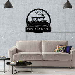 Personalized Pontoon Boat Metal Sign Art, Custom Pontoon Boat Monogram Metal Sign, Pontoon Boat Gifts, Job Gift, Home Decor