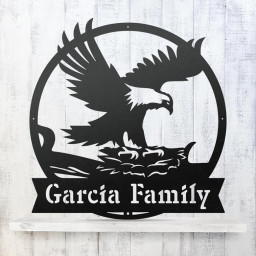 Eagle’s Nest Cut Metal Sign With Personalized Family Name Custom Your Own Text