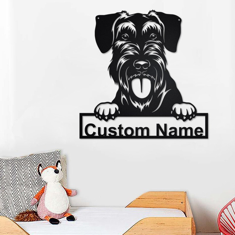 Custom Giant Schnauzer Dog Metal Wall Art, Personalized Giant Schnauzer Name Sign Decoration For Room, Giant Schnauzer Home Decor,Custom Dog