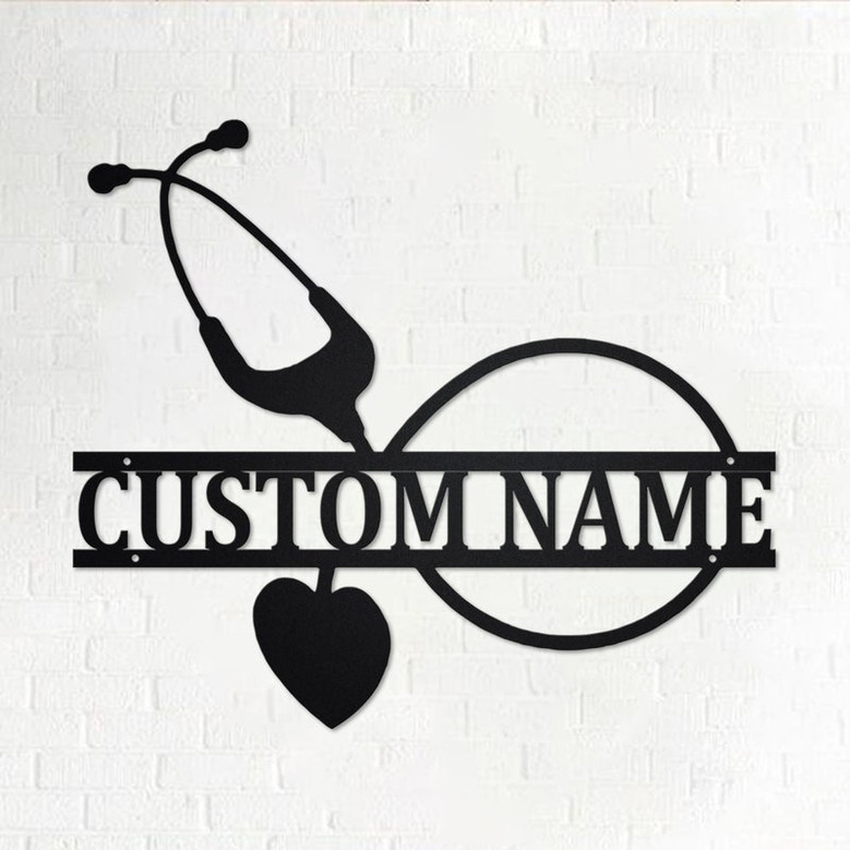 Custom Nurse Metal Wall Art , Personalized Medical Name Sign Decoration For Room, Doctor Outdoor Home Decor Gift RN LPN Angel, Custom Nurse