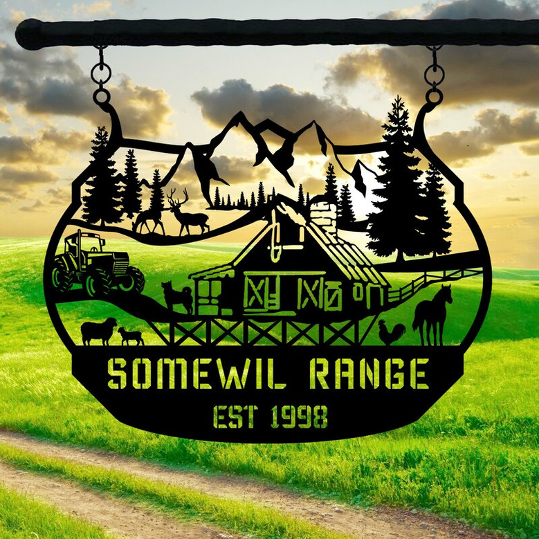 Custom Ranch Metal FamilyName Sign, Unique Family Gift, Personalized Metal Farmhouse Sign