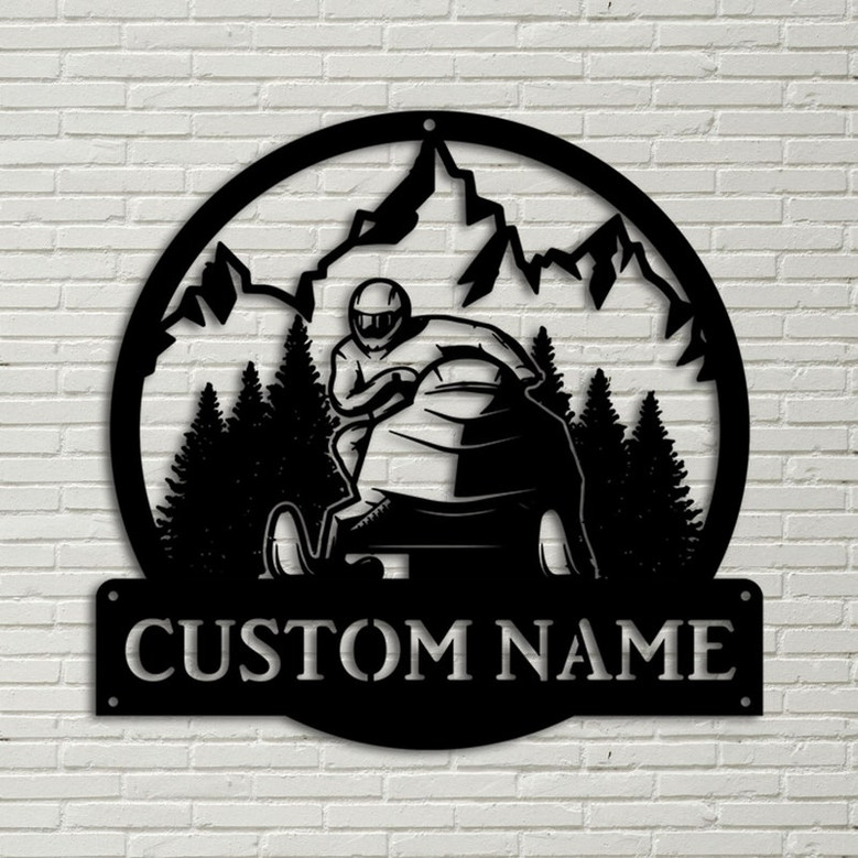 Personalized Snowmobiling Monogram Metal Sign Art, Snowmobiling Metal Sign, Housewarming Outdoor Metal