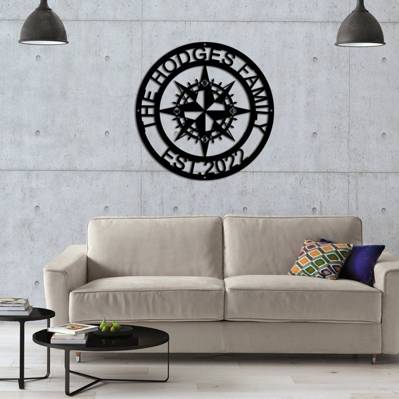 Personalized Compass Rose Metal Sign - Nautical Address Wall Art - Coordinates Wall Decor - GPS Coordinates Sign - Custom Coordinates