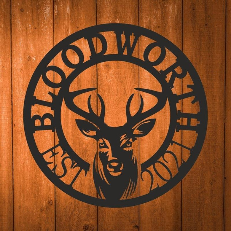 Personalized Metal Farm Deer Sign Custom Cabin Outdoor Deer Hunter Gift Framed Large Metal Wall Art