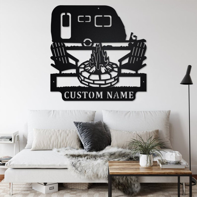 Custom Camping Car Metal Wall Art, Personalized Camper Name Sign Decoration For Room, Camping Car Metal Home Decor, Custom Camping Car