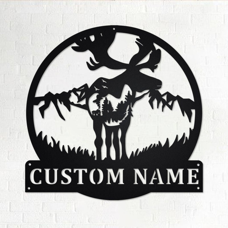 Custom Moose Metal Wall Art, Personalized Moose Hunter Name Sign Decoration For Room, Moose Metal Home Decor, Custom Moose