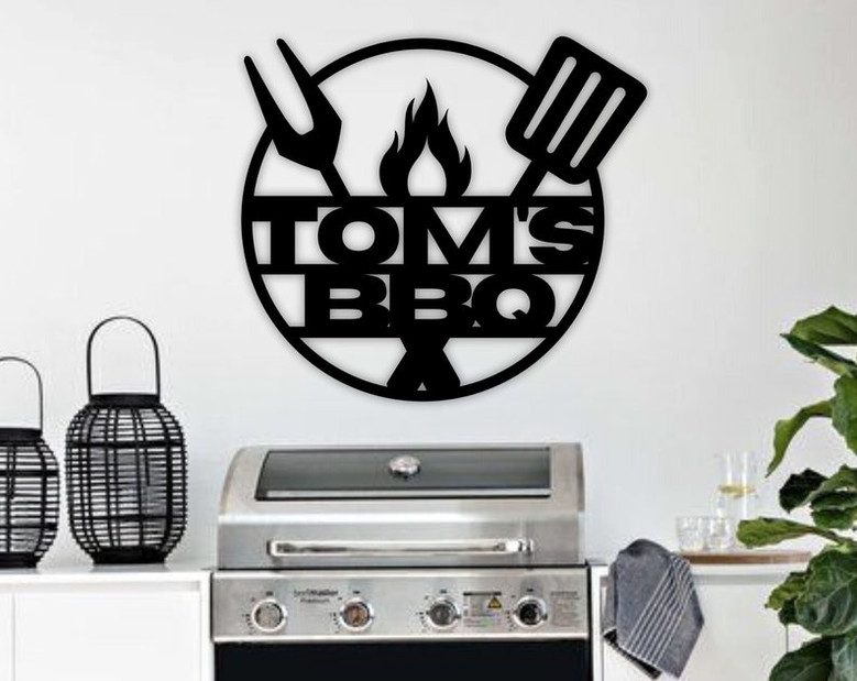 Personalized Backyard BBQ Metal Sign-Outdoor Wall Decor-Metal Wall Decor-BBQ Decor-Personalized Home Decor-Metal Wall Art-Custom Metal Sign