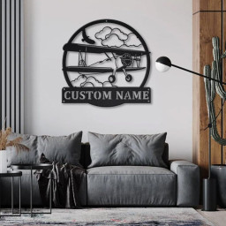 Personalized Propeller Airplane Monogram Metal Sign Art , Custom Airplane Metal Sign , Airplane Lover Sign Decoration For Living Room