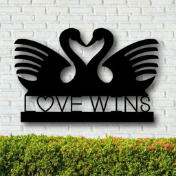 Personalized Swan Metal Sign,Love Wins,Metal Wall art,Metal Home Decor