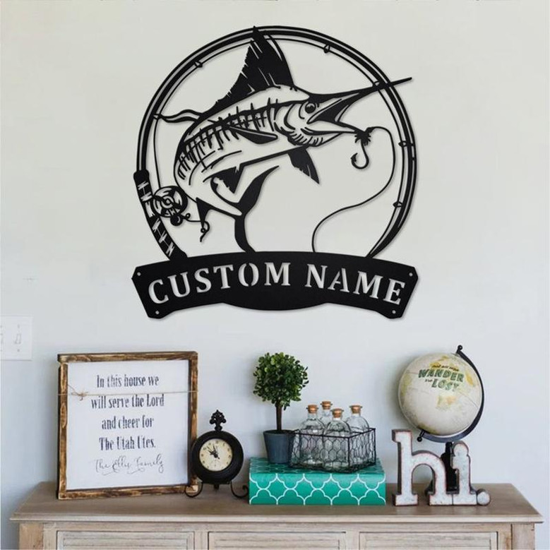 Personalized Swordfish Fish Metal Sign | Fishing Metal Wall Art | Fishing Metal wall Decor | Fishing Lover | Custom Fishing | Fishman
