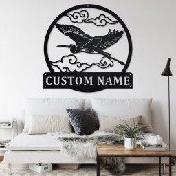 Custom Heron Flying Metal Wall Art, Personalized Heron Name Sign Decoration For Room, Heron Home Decor, Custom Heron, Heron Metal Decor