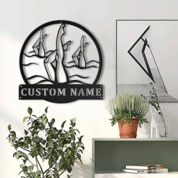 Personalized Artistic Swimming Monogram Metal Sign Art ,Custom Artistic Swimming Metal Sign, Swimming Lover Sign Decoration For Living Room