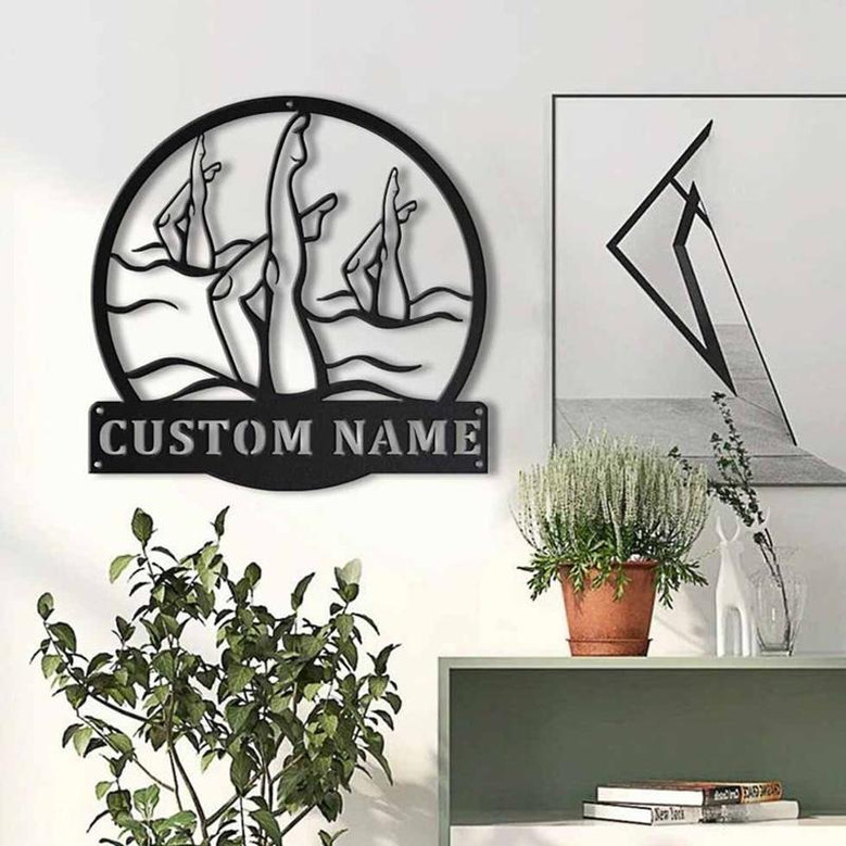 Personalized Artistic Swimming Monogram Metal Sign Art ,Custom Artistic Swimming Metal Sign, Swimming Lover Sign Decoration For Living Room