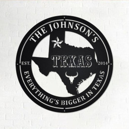Custom Texas Family Name With Established Date Metal Wall Art,Personalized Texas Family Name Sign Decoration For Room,Family Name Home Decor