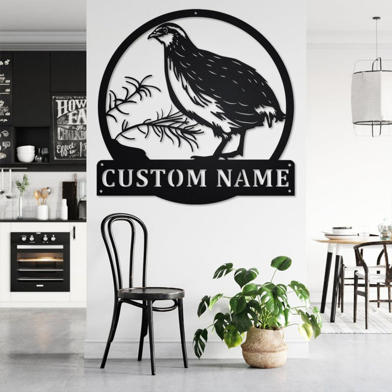 Custom Quail Bird Metal Wall Art, Personalized Quail Bird Name Sign Decoration For Room, Quail Bird Metal Home Decor, Custom Quail Bird