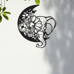 Elephant and Moon Metal Wall Art, Metal Elephant Decor, Wildlife Lover Gift, Wall Hangings, Elephant Sign, Animal Decor, Housewarming Gift