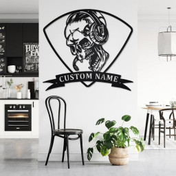 Custom Skull Disc Jockey Metal Wall Art, Personalized Disc Jockey Name Sign Decoration For Room, Disc Jockey Home Decor, Custom Disc Jockey