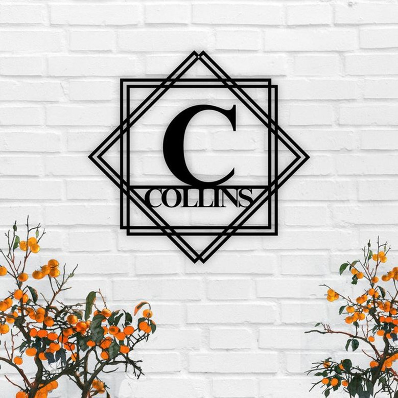 Custom Metal Name Sign, Family Name Sign, Personalized Last Name Sign, Door Hanger, Outdoor Metal Sign, Wedding Gift, Monogram Sign
