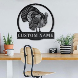 Personalized Turkey Bird Monogram Metal Sign Art , Custom Turkey Bird Metal Sign, Animal Lover Sign Decoration For Living Room