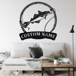 Custom Haddock Fish Metal Wall Art, Personalized Haddock Fish Name Sign Decoration For Room, Fishing Metal Home Decor, Custom Haddock Fish