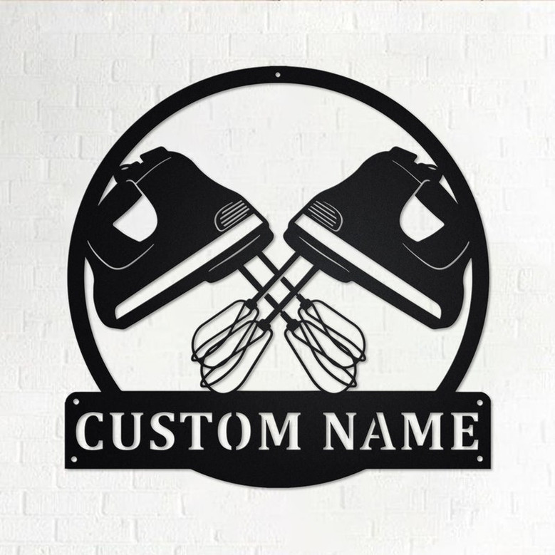 Custom Hand Mixer Baking Metal Wall Art, Personalized Baking Shop Name Sign Decoration For Room, Baking Home Decor, Custom Baking Shop