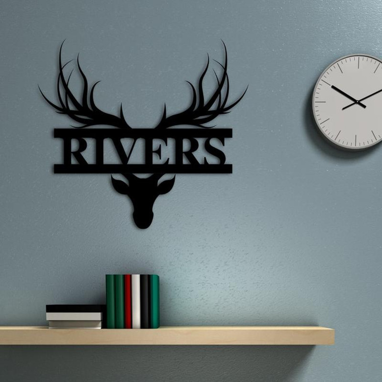 Custom Metal Deer Head Sign, wall hanging, deer sign, home decor, custom name sign, custom home decor, wall art, wildlife, personalized