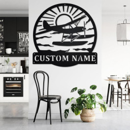 Custom Plane With Floats Metal Wall Art, Personalized Plane Name Sign Decoration For Room, Plane Metal Home Decor, Custom Plane, Plane Lover