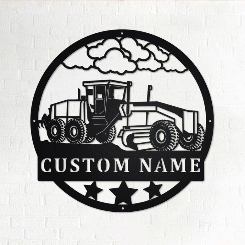 Custom Tracked Asphalt Paver Metal Wall Art, Personalized Asphalt Paver Name Sign Decoration For Room, Asphalt Paver Metal Home Decor