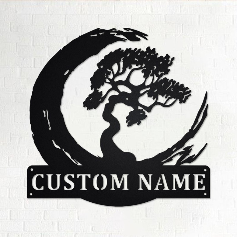 Custom Bonsai Tree Metal Wall Art, Personalized Bonsai Tree Name Sign Decoration For Room, Bonsai Tree Metal Home Decor, Custom Bonsai Tree