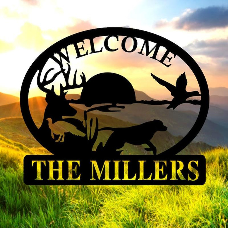 Custom Metal Hunting Sign, Personalized Deer Duck Turkey Sign, Cabin Sign, Family Name Metal Sign, Hunting Camp Sign
