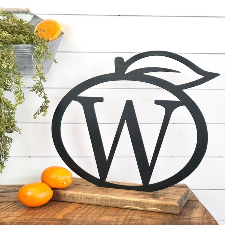 Orange Initial Metal Art Citrus Metal Sign Orange Home Decor Farmhouse Citrus Grove Sign Grove Decor