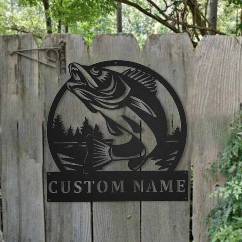 Personalized Walleye Fishing Metal Sign Art | Custom Walleye Fishing Metal Sign | Walleye Fishing Gifts for Men | Walleye Fishing Gift