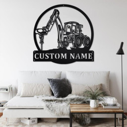 Custom Excavator Jack Hammer Metal Wall Art, Personalized Excavator Jack Hammer Name Sign Decoration For Room, Excavator Home Decor