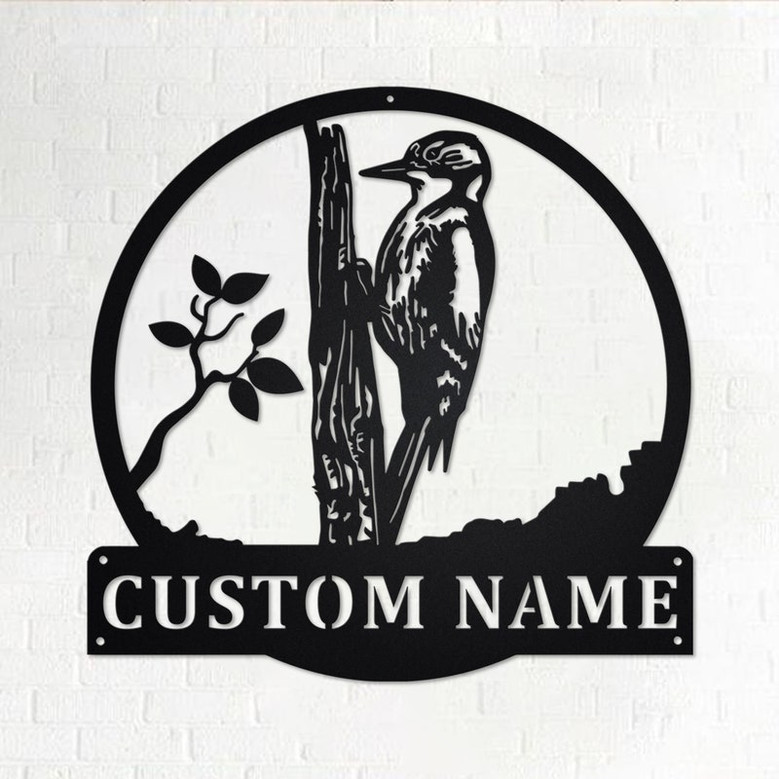 Custom Bird woodpecker Metal Wall Art, Personalized Bird woodpecker Name Sign Decoration For Room, Bird woodpecker Home Decor, Custom Bird