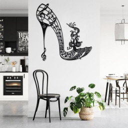 Music High Heel Shoe Metal Wall Art, Music High Heel Shoe Decoration For Room, Music High Heel Shoe Home Decor, Music Classroom Metal Sign