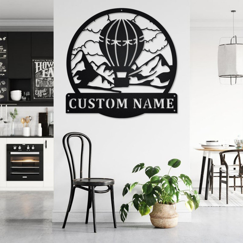 Custom Hot Air Balloon Metal Wall Art, Personalized Air Balloon Name Sign Decoration For Room, Air Balloon Home Decor, Custom Air Balloon