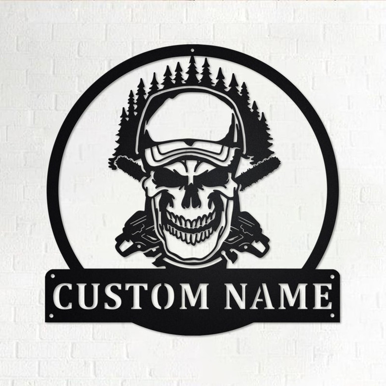 Custom Lumberjack Skull Metal Wall Art, Personalized Lumberjack Name Sign Decoration For Room, Lumberjack Home Decor, Custom Lumberjack