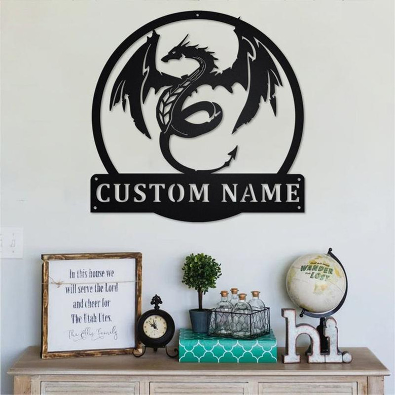 Custom Dragon Metal Wall Art, Personalized Dragon Name Sign Decoration For Room, Dragon Metal Sign, Dragon Home Decor , Custom Dragon