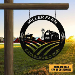 Personalized Metal Farm Sign Barn Cow Cattle Monogram Custom Outdoor Farmhouse Entry Road Front Gate Wall Decor Gift