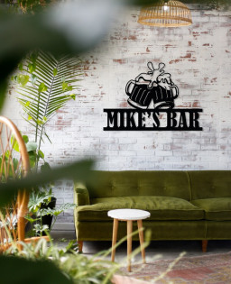 Custom Metal Bar Sign, Beer Mug Wall Art, Personalized Bar Sign for Home Bar Decor, Pub Sign