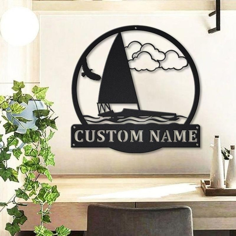 Personalized Iceboat Monogram Metal Sign Art ,Custom Iceboat Metal Sign, Iceboat Lover Sign Decoration For Living Room